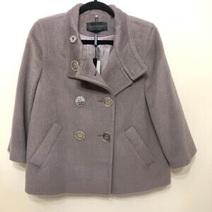 New Elie Tahari Becca Taupe Wool Cropped Jacket Coat Gray Women's Size 6